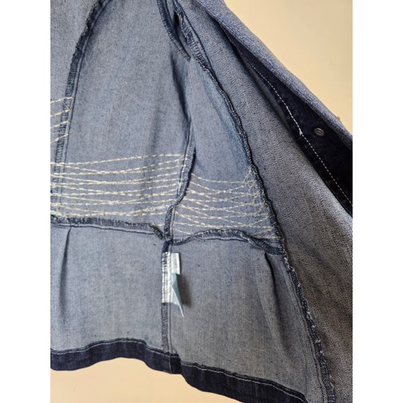 Zenim Denim Jacket Womens XL Blue Dark Wash Peplum Embroidered Contrast Stitch - Picture 11 of 16